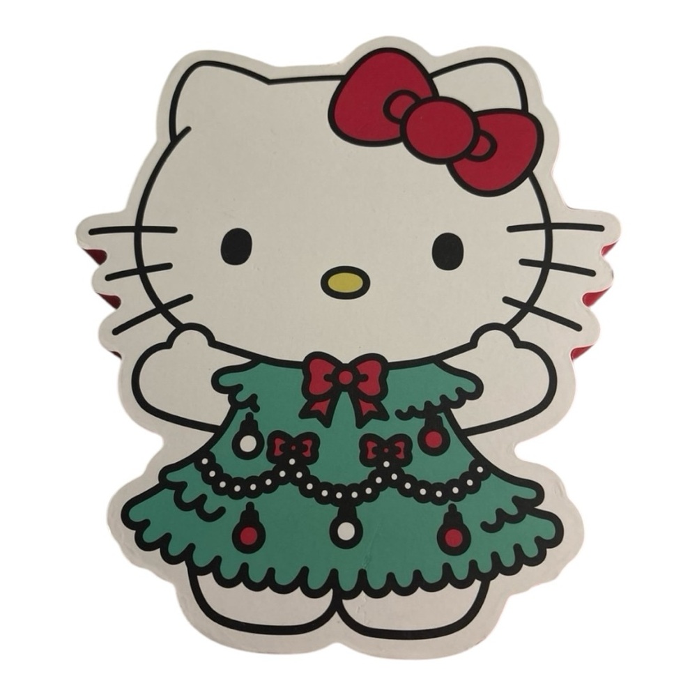 Hello Kitty Christmas Wood Decor Sign Green Dress